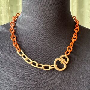 Orange and Gold Chain Necklace